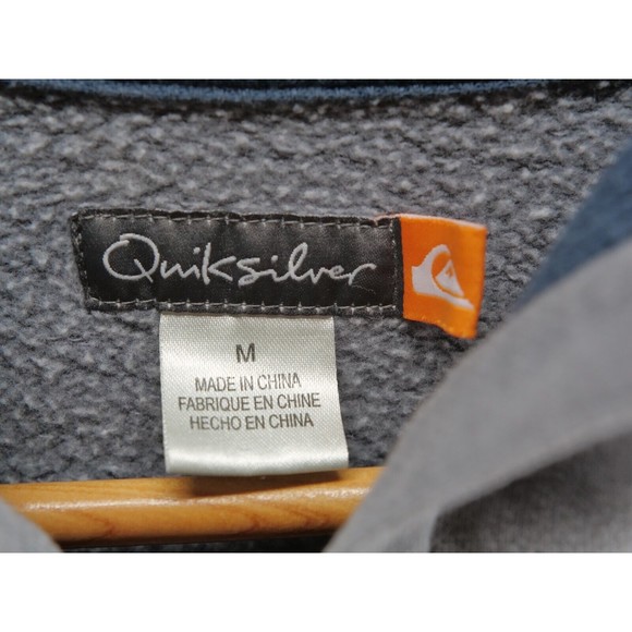Quicksilver Hoodie Jacket Men's M Grey Solid Zip-up - Picture 3 of 10